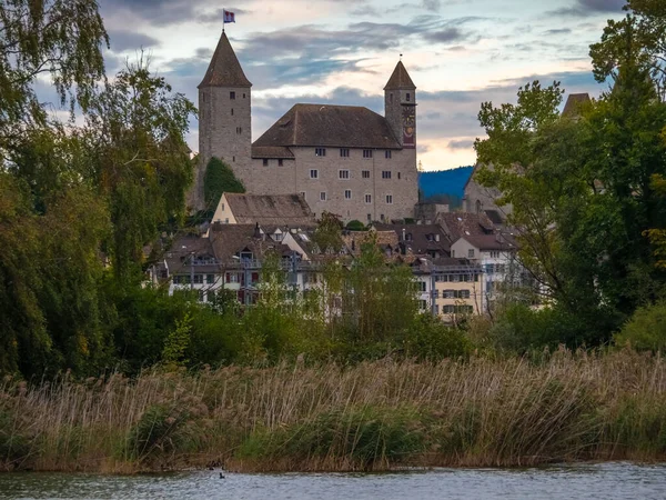 Zmieniająca Się Panorama Starego Miasta Rapperswil Gallen Szwajcaria — Zdjęcie stockowe