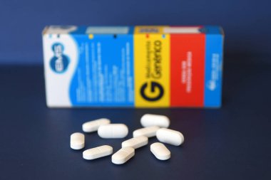 Rio de Janeiro, Brezilya, 23 Mayıs 2020. Brezilya 'da Covid-19 hastalarını tedavi etmek için kullanılan Hydroxychloroquine sülfat.