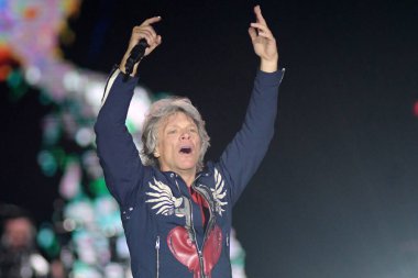 Rio de Janeiro, 30 Eylül 2019.Şarkıcı Jon Bon Jovi, Rio de Janeiro Rock 'ta bir konser sırasında