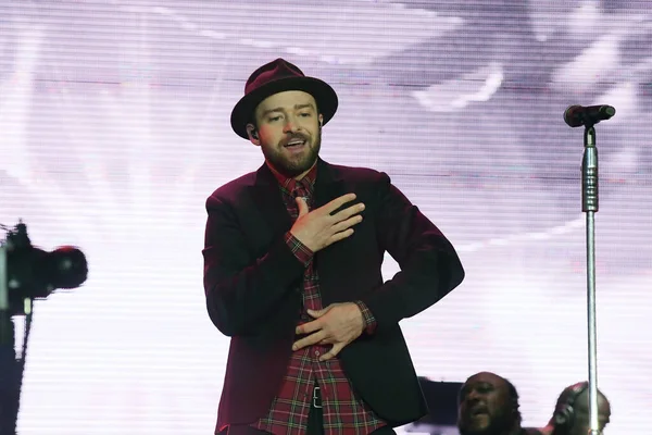 Rio de Janeiro, 18 Eylül 2017. Şarkıcı Justin Timberlake, Rio de Janeiro, Brezilya 'da Rock' ta sergilediği sunum sırasında. 