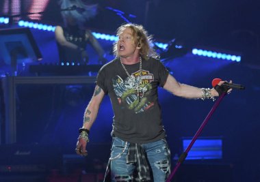 Rio de Janeiro, 24 Eylül 2017. Guns N 'Roses grubundan şarkıcı Axl Rose, Rio de Janeiro, Brezilya' nın Rio de Janeiro şehrinde Rock 'ta sergiledi..