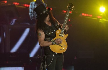 Rio de Janeiro, 24 Eylül 2017. Gitar gitaristi Guns N 'Roses, Rio 2017' deki Rio de Janeiro şehrindeki Rock konserinde..