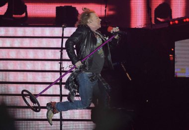 Rio de Janeiro, 24 Eylül 2017. Guns N 'Roses grubundan şarkıcı Axl Rose, Rio de Janeiro, Brezilya' nın Rio de Janeiro şehrinde Rock 'ta sergiledi..