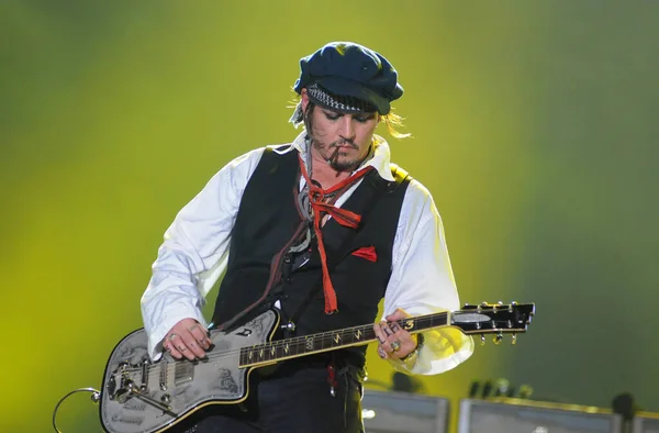Rio Janeiro Septembrie 2015 Chitaristul Johnny Depp Timpul Concertului Său — Fotografie, imagine de stoc