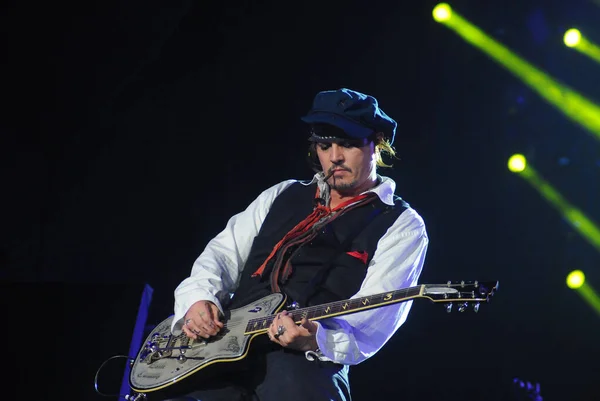 Rio Janeiro Septembrie 2015 Chitaristul Johnny Depp Timpul Concertului Său — Fotografie, imagine de stoc