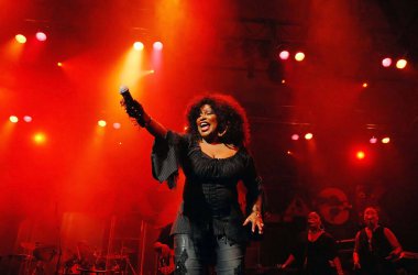 Rio de Janeiro, Brazil, August 27, 2011.Singer Chaka Khan, during her show at the Back2Black Festival, at Leopoldina Station, in the city of Rio de Janeiro clipart