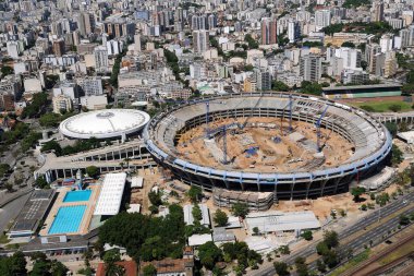 Rio de Janeiro, Brezilya, 14 Mayıs 2009- Rio de Janeiro şehrinin kuzeyindeki Maracana Stadyumu 'nun yenileme çalışmalarının görüntüsü.