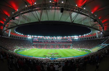 Rio de Janeiro, Brezilya, 21 Ağustos 2019. Flamengo taraftarlarıyla dolu Maracan Stadyumu Flamengo x Internacional 'den önce,.