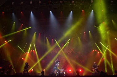 Rio de Janeiro, Brezilya, 4 Ekim 2019. Rio de Janeiro 'da bir konser sırasında heavy metal grubu Anthrax' ın vokalisti Joey Belladonna.