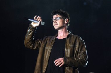 Rio de Janeiro, 27 Eylül 2015. A-HA grubundan vokalist Morten Harket, Rio 2015 'te Rio de Janeiro, Brezilya' daki Rock konserinde