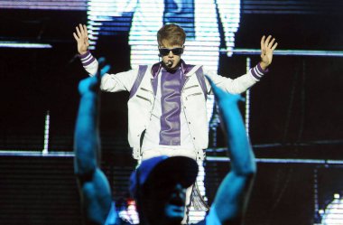 Rio de Janeiro, 5 Ekim 2011.Şarkıcı Justin Bieber Brezilya 'nın Rio de Janeiro kentindeki Engenho Stadyumu' nda konser verdi..