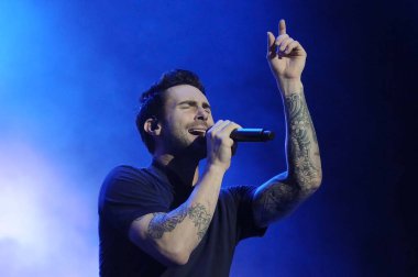 Rio de Janeiro, 16 Eylül 2017. Rio 2017, Rio de Janeiro, Brezilya 'daki Rock konserinde Maroon 5' tan şarkıcı Adam Levine