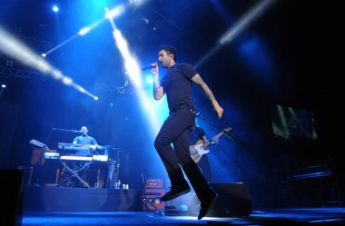 Rio de Janeiro, 16 Eylül 2017. Rio 2017, Rio de Janeiro, Brezilya 'daki Rock konserinde Maroon 5' tan şarkıcı Adam Levine