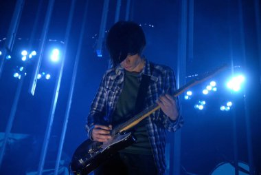 Rio de Janeiro, Brazil, March 20, 2009.Guitarist Jonny Greenwood of the band Radiohead during show in the Apoteose Square in the city of Rio de Janeiro.