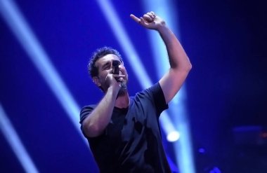 Rio de Janeiro, 25 Eylül 2015.Vokalist Serj Tankian Rio de Janeiro, Brezilya 'da Rock' ta sunum sırasında