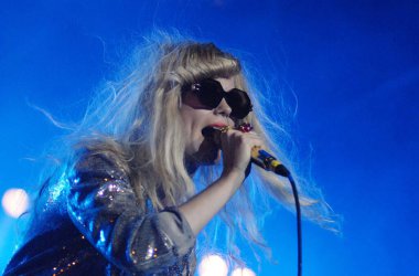 Rio de Janeiro, 23 Eylül 2011.Singer Mette Lindberg, The Asteroids Galaxy grubundan, Rio 2011 'de Rio de Janeiro, Brezilya' da gerçekleştirdiği sunum sırasında