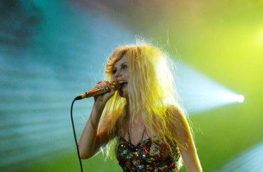 Rio de Janeiro, 23 Eylül 2011.Singer Mette Lindberg, The Asteroids Galaxy grubundan, Rio 2011 'de Rio de Janeiro, Brezilya' da gerçekleştirdiği sunum sırasında