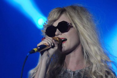 Rio de Janeiro, 23 Eylül 2011.Singer Mette Lindberg, The Asteroids Galaxy grubundan, Rio 2011 'de Rio de Janeiro, Brezilya' da gerçekleştirdiği sunum sırasında