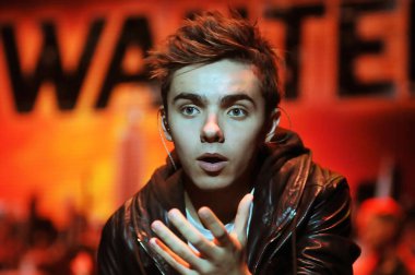 Rio de Janeiro, Brezilya, 29 Eylül 2012.Band vokalisti The Wanted, Nathan Sykes Rio de Janeiro 'daki Z Festivali' nde bir gösteri sırasında.