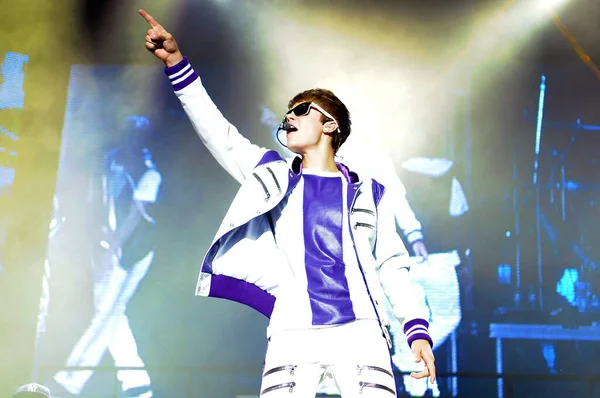 Río Janeiro Octubre 2011 Cantante Justin Bieber Actúa Durante Show — Foto de Stock