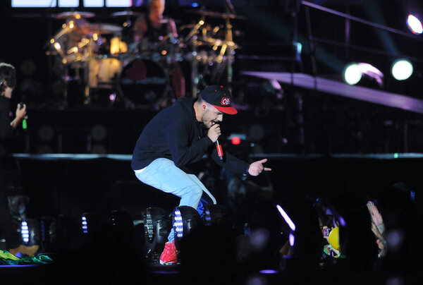 Rio de Janeiro, Brazil, May 8, 2014.Singer of the band One Direction Liam Payne during show in the Park of Athletes in the city of Rio de Janeiro.