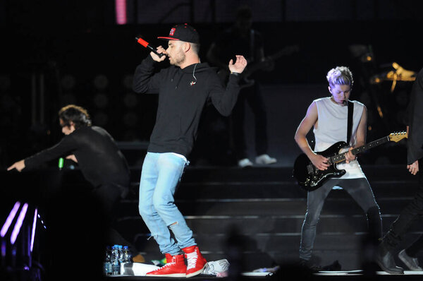 Rio de Janeiro, Brazil, May 8, 2014.Singer of the band One Direction Liam Payne during show in the Park of Athletes in the city of Rio de Janeiro.