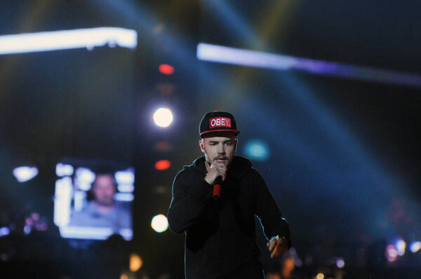 Rio de Janeiro, Brazil, May 8, 2014.Singer of the band One Direction Liam Payne during show in the Park of Athletes in the city of Rio de Janeiro.