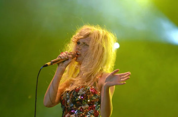 リオデジャネイロ 2011年9月23日バンドの歌手メット リンドバーグThe Asteroid Galaxyは リオデジャネイロ ブラジルの都市での彼女のショーのプレゼンテーション中に — ストック写真