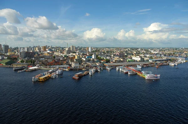 Manaus Września 2006 Roku Widok Lotu Ptaka Regionalny Port Rzemiosła — Zdjęcie stockowe