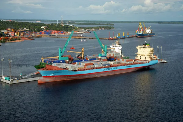 Manaus Setembro 2006 Navios Mercantes Operam Porto Manaus Região Amazônica — Fotografia de Stock