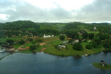 Amazonia, 11 Eylül 2006.Aerial manzara Fordlandia.Brezilya 'nın kuzey bölgesindeki kauçuk pazarı sona erdikten sonra terk edilen şehir