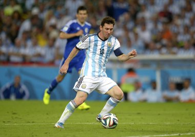 Rio de Janeiro, 15 Haziran 2014. Arjantinli futbolcu Leonel Messi, 2014 Dünya Kupası 'nda Arjantin ile Bosna arasındaki maçta Rio de Janeiro şehrindeki Maracana Stadyumu' nda mücadele etti.