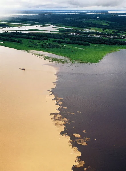 Encontro Das Águas Dos Rios Negro Solimoes Cidade Manaus Amazônia — Fotografia de Stock