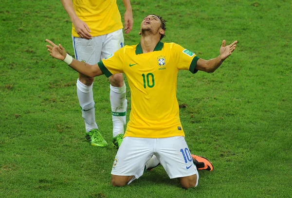 Rio Janeiro Julho 2013 Futebolista Brasileiro Neymar Comemorando Seu Gol — Fotografia de Stock