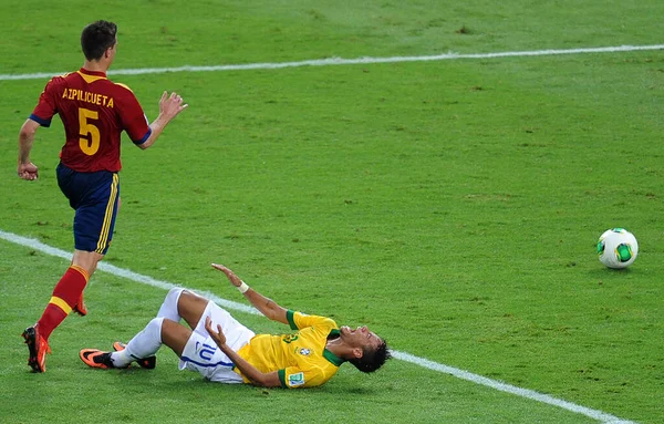 Rio Janeiro Juli 2013 Braziliaanse Voetballer Neymar Die Bal Speelt — Stockfoto