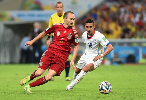 Rio Janeiro Juni 2014 Spanien Iniesta Fotbollsspelare Matchen Spanien Mot — Stockfoto