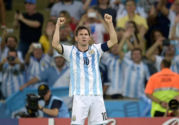Rio Janeiro Junho 2014 Jogador Futebol Argentino Leonel Messi Comemorando — Fotografia de Stock