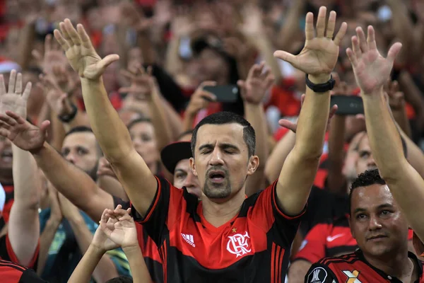 Rio Janeiro Brazília 2017 December Flamengo Szurkolók Éljeneznek Flamengo Independiente — Stock Fotó