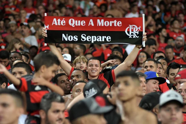 Rio Janeiro Brazília 2017 December Flamengo Szurkolók Éljeneznek Flamengo Independiente — Stock Fotó