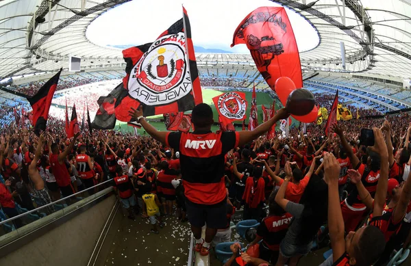 Rio Janeiro Brasil Abril 2018 Torcedores Flamengo Nas Arquibancadas Durante — Fotografia de Stock