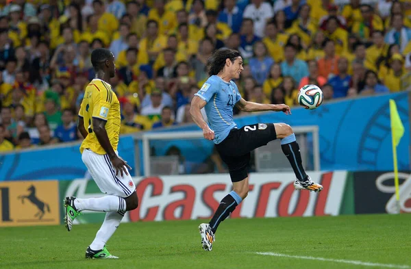 Rio Janeiro June 2014 Uruguayan Soccer Player Cavani Kicking Ball — Stock Photo, Image