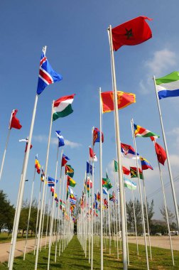 Rio de Janeiro, 20 Haziran 2009.Brezilya 'nın Rio de Janeiro kentindeki Rio + 20 konferansında çeşitli ülkelerden bayraklar göndere çekildi.