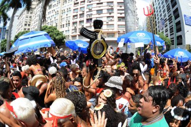 Rio de Janeiro, Brezilya, 5 Mart 2019.Folies Rio de Janeiro şehir merkezindeki Lud Fervo karnaval bloğunun sunumu sırasında.