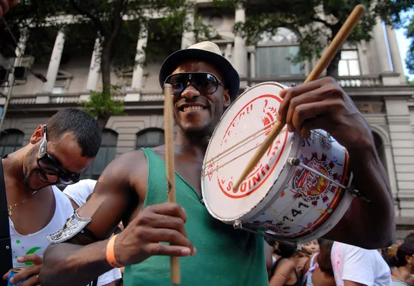 Rio Janeiro Março 2011 Revelers Durante Desfile Bloco Bola Preta — Fotografia de Stock