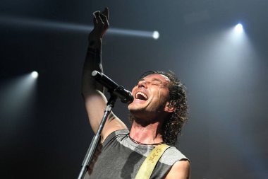 Rio de Janeiro, 15 Şubat 2019.Vokalist ve gitarist Gavin Rossdale, İngiliz rock grubu Bush 'tan, Rio de Janeiro' daki Km de Vantagens Hall 'da bir konser sırasında