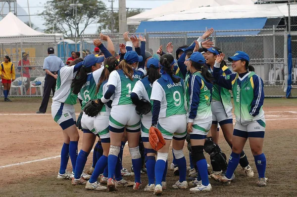 Rio Janeiro Brazil July 2007 Softball Players Brazil Brazil Usa — Stock Photo, Image