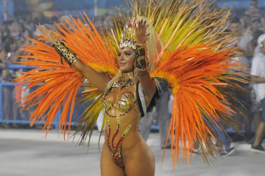 Rio de Janeiro, 26 Şubat 2017. Brezilya 'nın Rio de Janeiro kentindeki Sambodromo şehrindeki dünyanın en büyük karnavalı kabul edilen Rio de Janeiro Karnavalı sırasında Samba Okulları Geçidi