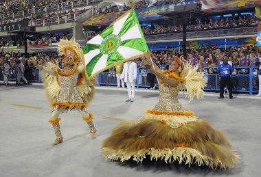 Rio de Janeiro, 26 Şubat 2017. Brezilya 'nın Rio de Janeiro kentindeki Sambodromo şehrindeki dünyanın en büyük karnavalı kabul edilen Rio de Janeiro Karnavalı sırasında Samba Okulları Geçidi