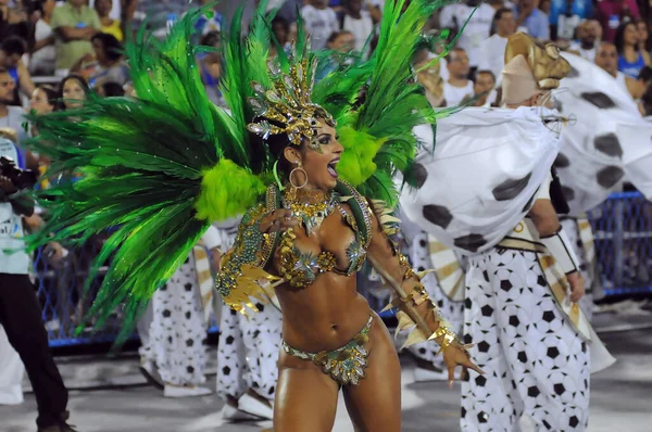 Rio Janeiro Února2017 Průvod Škol Samba Během Karnevalu Rio Janeiro — Stock fotografie