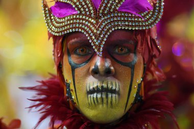 Rio de Janeiro, 9 Şubat 2018. Brezilya 'nın Rio de Janeiro kentindeki Sambodromo şehrindeki dünyanın en büyük karnavalı kabul edilen Rio de Janeiro Karnavalı sırasında Samba Okulları Geçidi.
